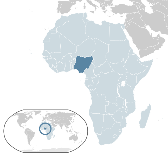 Nigeria highlighted on map of Africa